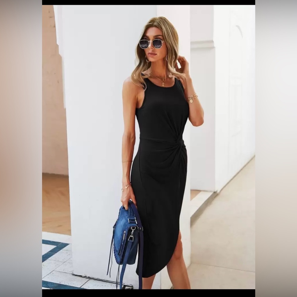 SHEIN Unity Twist Front Solid Tank Dress